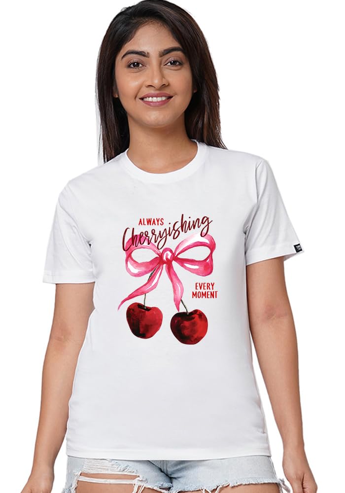 wear your opinion Cotton Unisex Relaxed Fit Printed T Shirt for Women (Always Cherryishing)-picture-23