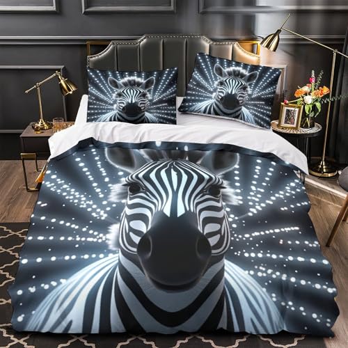 Housse de couette zèbre lit simple microfibre douce