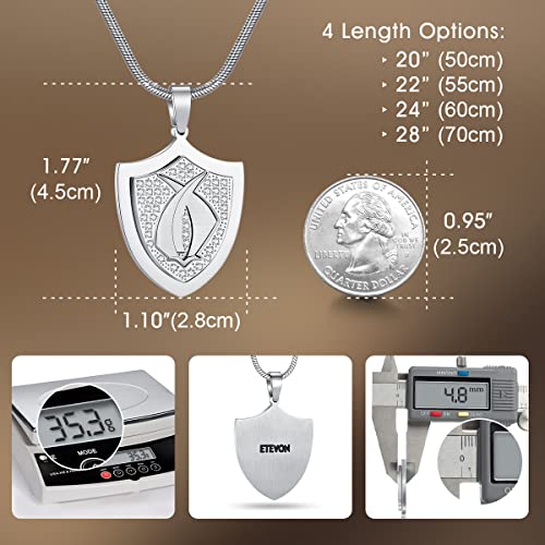 Etevon 18K Gold Plated Shield Necklaces For Men Boys, 316 Stainless Steel Pendant Necklaces Mens Jewelry Gift For Birthday Anniversary Christmas Valentine's Day For Boyfriend Son Father Brother #TOP2