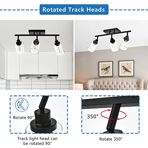 Melucee3lightbathroomvanitylightblacktracklightingfixturesceilingvanitylightingfixtureswithrotatabletrackheadforhallwayporchfoyerbathstorageclearglassshade  Urban Country Home Decor Melucee 3 light bathroom vanity light black track lighting fixtures ceiling vanity lighting fixtures with rotatable track head for hallway porch foyer bath storage clear glass shade  urban country home decor