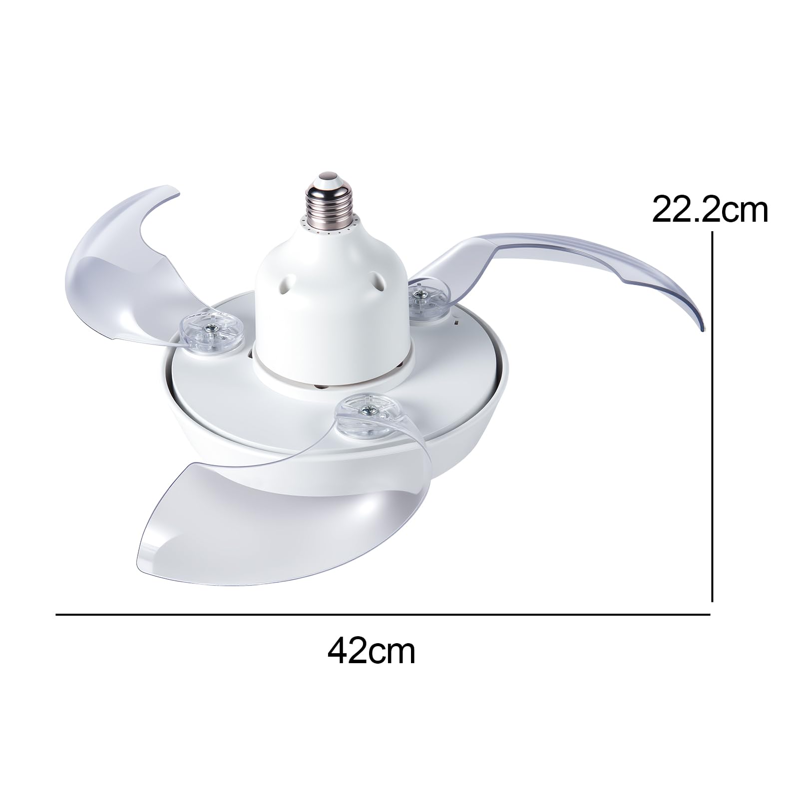 IERAKOR Ventilador de Techo con Luz E27, 42CM Lámpara LED, Silencioso | Sin Instalación, LED 33W Regulable, 3 Velocidades, Aspas Ocultas Seguras, Ideal para Refrescar Dormitorios o Cocinas Pequeñas