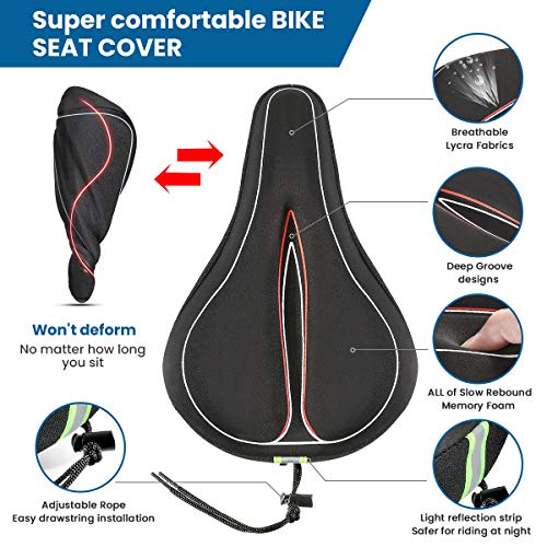 image for SGODDE Bike Seat Bicycle Saddle Cover, Most Comfortable Memory Foam Bi