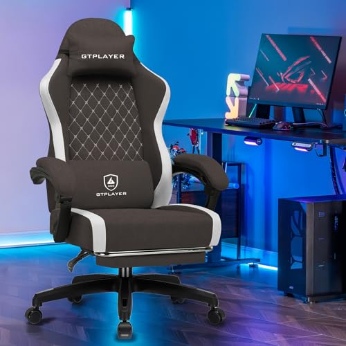 Image of GTPLAYER Gaming Chair, Ergonomic Computer Chair with Footrest and Lumbar Support, High Back Recliner Chair 350lbs, Height Adjustable for Home Office, Brown