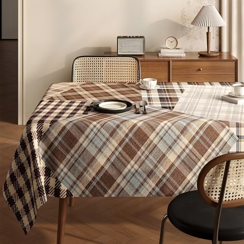 Surwin Mantel Hule Mesa Cuadros Medieval Manteles de PVC Cuadrado, Mantel Antimanchas, Manteles Mesa Impermeable, Ropa Mesa Camilla Lavable para Comedor (Marrón,120x120cm)