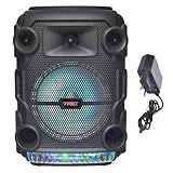 TRC X150 - Caixa de som bluetooth 150W Rms; LED; USB; leitor de cartão; alto-falante de 8”; microfone com fio; controle remoto; preto