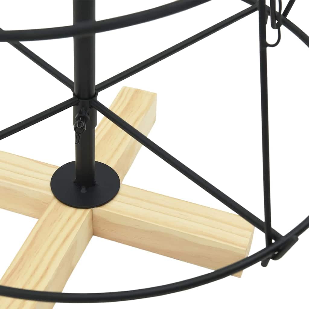 Albero di Natale a forma di cono, nero, 90 cm, in acciaio, con supporto in legno di pino, stabile, per soggiorno e esterni protetti, decorazione natalizia moderna, salvaspazio e realistico