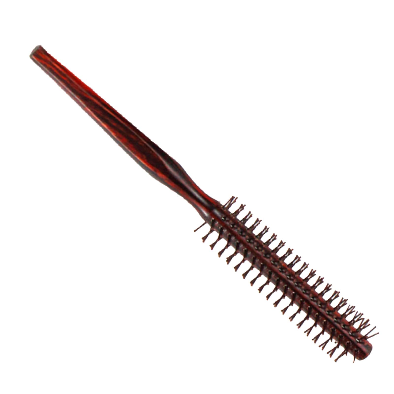 Cepillo Redondo Pequeño, Cepillos para Hombres Barba Mujeres de Pelo Peine Pelo Madera, Rodillo Antirotura Flequillo Redondos Secar Mini Cepillo para Secar con Secador Alisar (Marron Oscuro)