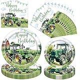 Traktor Deko Geburtstag für Kinder – 96 Stück mit großen und kleinen Tellern sowie Servietten im Bauernhof Motiv, Party Deko für 24 Gäste zur Traktor Mottoparty und Kindergeburtstag Jungen
