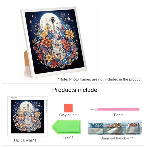 Image of AiYuanzsh DIY Diamond Art Painting Kits for Adults, 5D Special Shape Diamond Art Kits for Beginners, Crystal Rhinestones Diamond Art Painting for Home Wall Decoration Gift 12x12inch, Guitar
