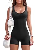 OQQ Women's Yoga Seamless Workout One Piece Padded Sports Exercise Romper Bra, Black, Medium