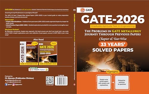 Image of GKP GATE 2026 : The problems in GATE Metallurgy : Journey Through Previous 33 years' Chapter-wise & Year-wise Solved Papers