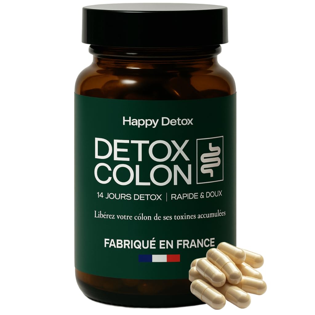 Happy Detox - Cure Detox Côlon 14 jours - Ventre Plat & Anti-Ballonnements - Nettoyage Intestinal Naturel & Puissant - Elimination Toxines - Perte de Poids - Fabriqué en France