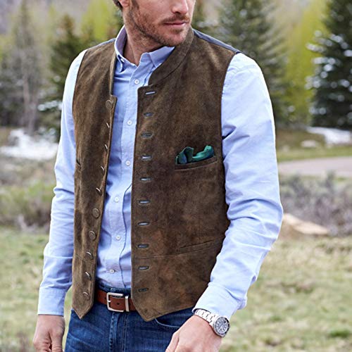 Lilis APP-100622-B09F5QSB2T Men'S Suede Leather Suit Vest Casual Western Jacket Waistcoat thumb #1