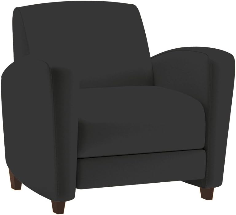 National Office Furniture Reno 1 Seat Lounge Chair with Wood Cordovan Walnut Legs, Black Faux Leather