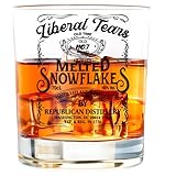 Patriots Cave - Liberal Tears Melted Snowflake Label Whiskey Glass | Republican Distillery Est. 1776 | Conservative Gifts For Men | Retirement Gifts for Old Men | Liberal Tears Wine Glass (11 oz)