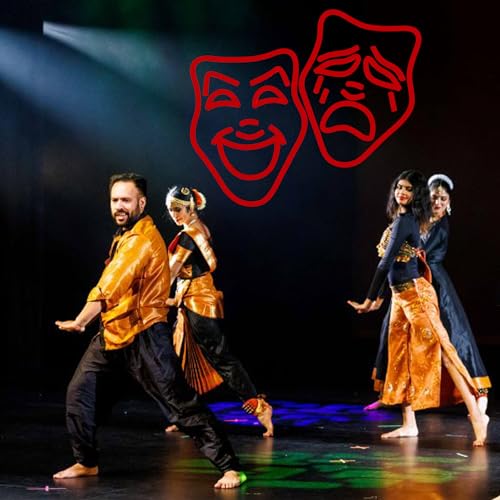 Image of Theater Mask Neon Sign for Home Theater Room Decor Comedy Tragedy Theater Masks Wall Art for Movie Classroom Room Decor Theater Masks lamp