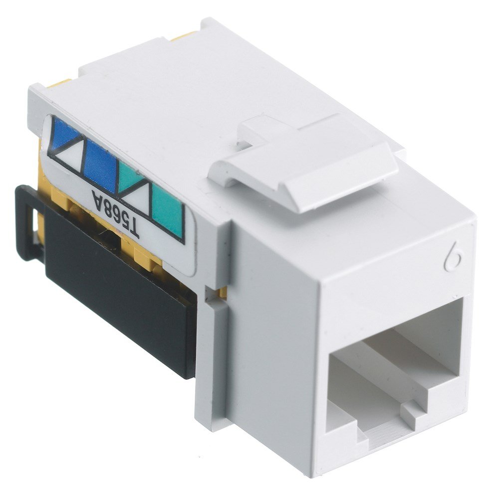 Bryant Electric NSJ6W netSELECT® Cat-6 Jack, Modular Snap-Fit, 8 Position, Universal, A/B, White