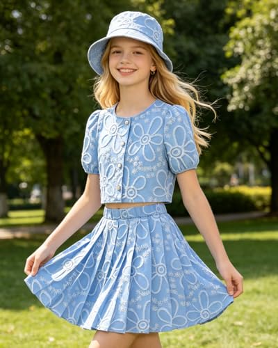 Image of Kids Toddler Girl Summer Clothes Letter Printed T-Shirt Top+ Floral Skirt 2pcs Girl's Skirt Set