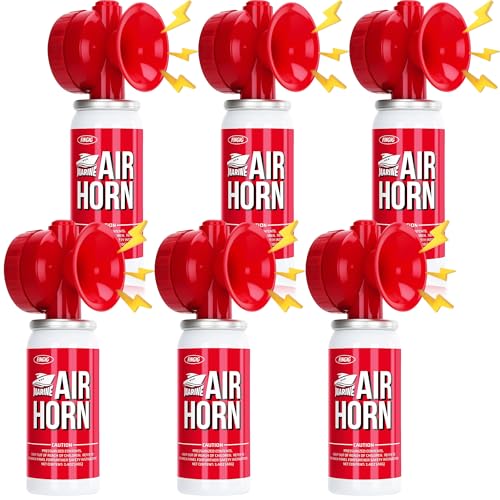 Image of Fingig Marine Boat Air Horn 1.4oz 6pcs, Hand Held Mini Safety Horn, Sports Starting, Loud Small Compressed Blow Fog Dog Air Horn,Repels Wild Animals,Protect Yourself & Your pet, Stops Attacks(Red)