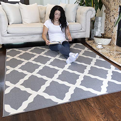 Ottomanson Glamour Collection Non-Slip Moroccan Trellis Design Area Rug , 3'3" X 5'0"
