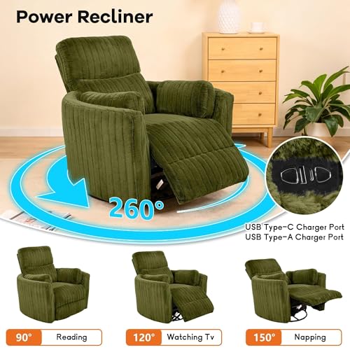Sillón reclinable plegable chenille verde miniatura 5