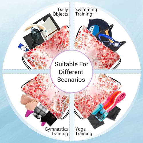 Image of Red Grip Bag for Gymnast Bird Love Drawstring Packing Bag Small Holiday