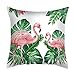 ZSQCVB Poszewka na poduszkę 61 x 61 cm, tropikalny kwiat liście flaminga, papuga, poduszki dekoracyjne na kanapę, poduszki na sofę, do salonu, zestaw 4 dekoracyjnych poszewek na poduszki