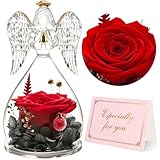 Yamonic Rose Eternelle Cadeau Femme, Fleur Eternelle Ange Gardien Cadeau Maman,Ange Figuri...