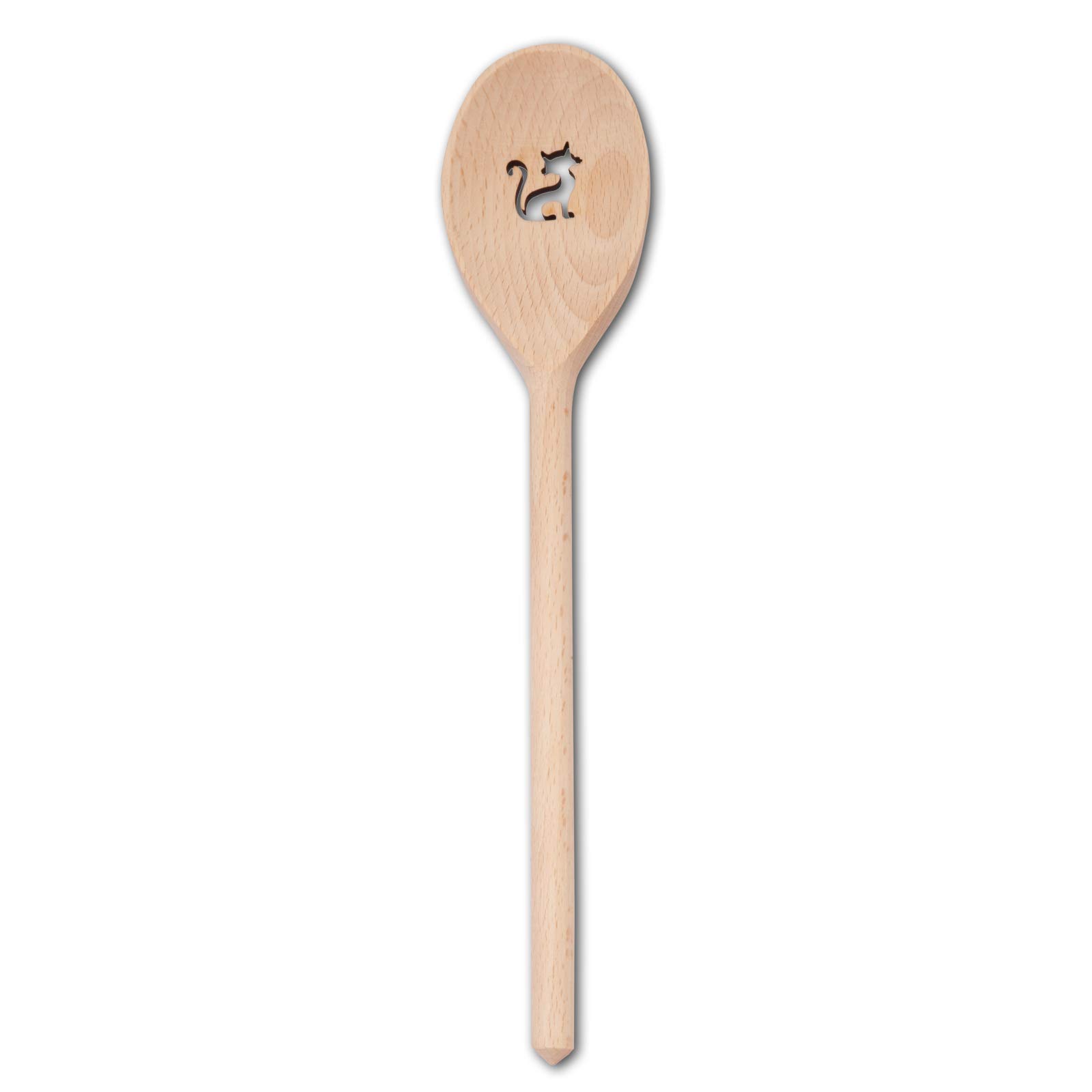 Hofmeister Holzwarenwooden kitchen tools cooking spoons and spatula with different motifs (Round Cooking Spoon/Cat)