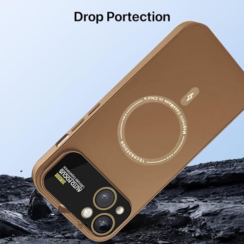 Image of Vaku Luxos Premium Silicon Polarized Back Cover for iPhone 15 Plus Texture Full Lens Protection Silicon Case Scratch Resistant Slim Thin Military-Grade Protection - Brown