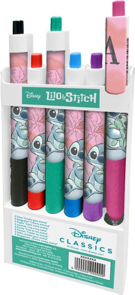 Disney Stitch Kids Colouring Ball Point Pens 6pcs Back to School Stationery, Multicolor - Image 2