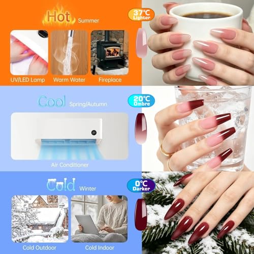 Kit esmalte de gel para uñas con 8 colores termocromáticos miniatura 6