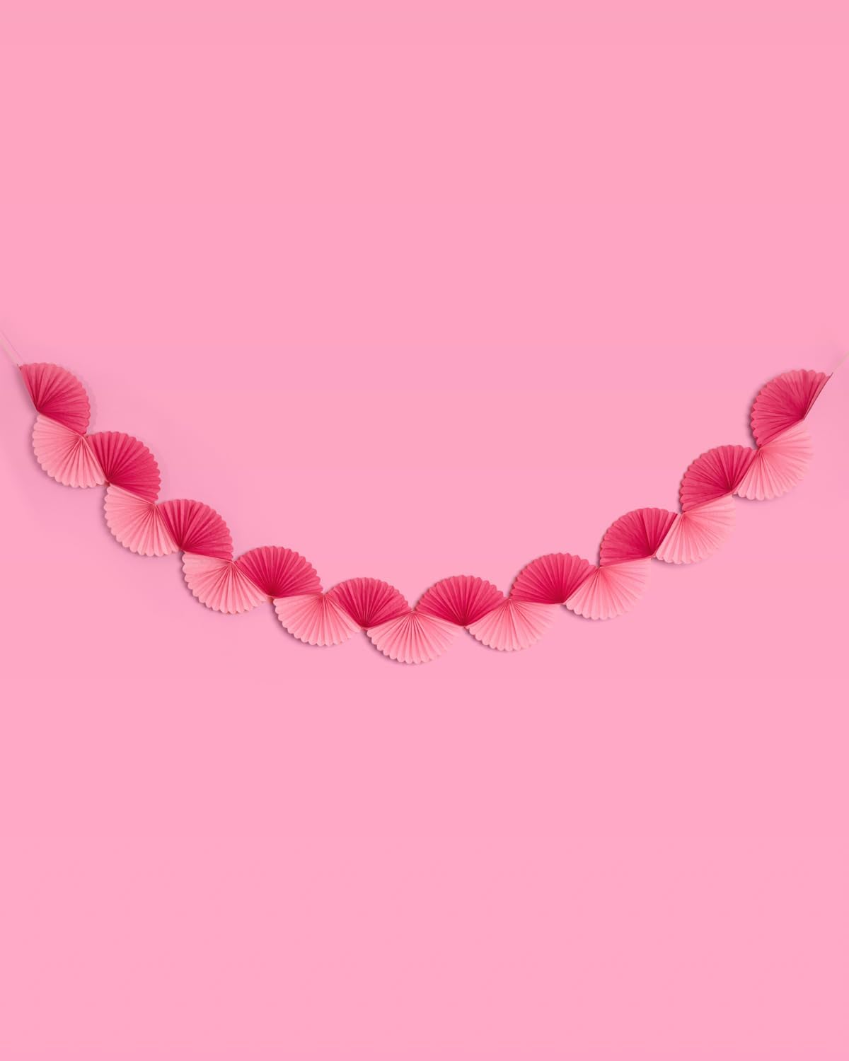 xo, Fetti Pink Paper Fan Garland - 6 Ft. | 3D Bachelorette Party Decorations, Birthday Party Supplies, Pink Preppy HBD, Baby Shower - Image 2