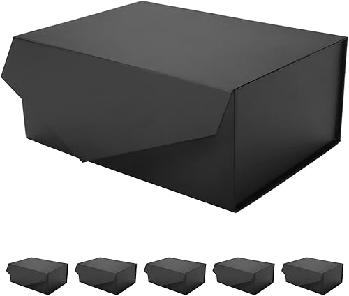 Miniatura 32 de Caja negra extragrande para padrino de boda con tapa, 16.3 x 14.2 x 5 pulgadas, magnética para ropa y regalos grandes (negro mate)
