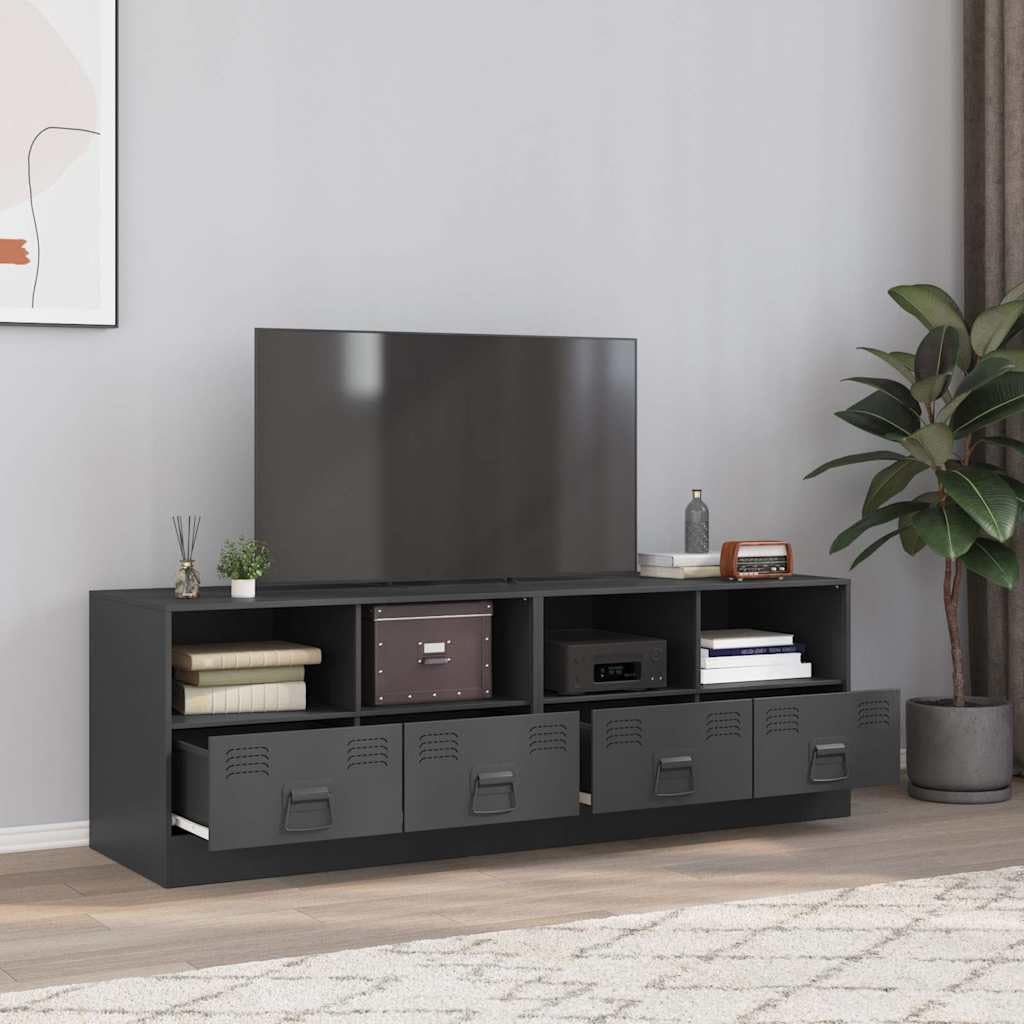 Genérico - Mueble para TV (acero laminado frío, 2 puertas, 67 x 39 x 44 cm), color gris | Gran espacio de almacenamiento, fácil de limpiar, asas prácticas, diseño estable