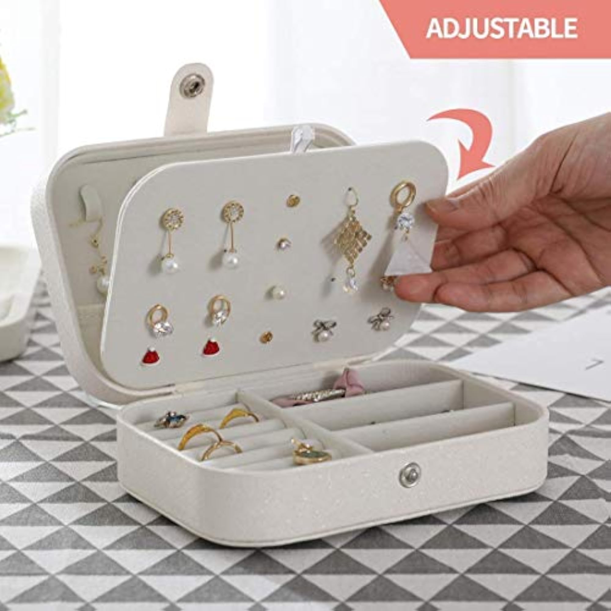 Portable Travel Jewellery Organizer Box for Rings, Earrings