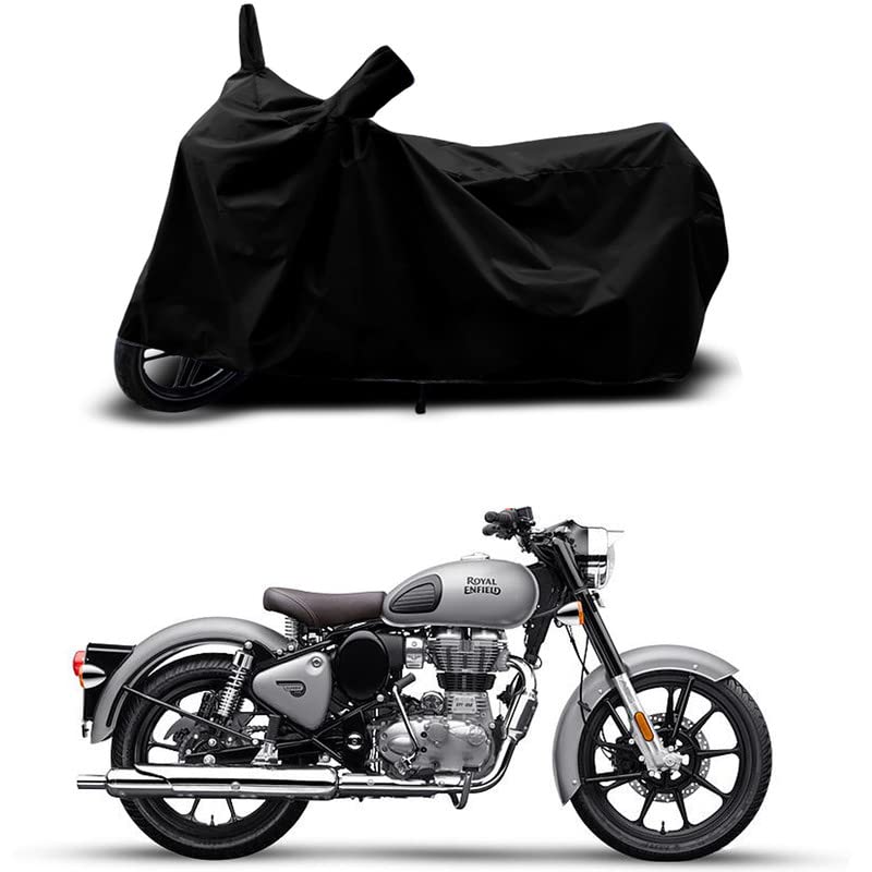 Image of 100% Scratchproof /UV-Rays /Heat Protection /Birds Dropping /Water Resistant /Dust Proof /Waterproof /Full Bike Scooty Two Wheeler Body Cover Compatible for Bullet 350 BS6 All Varients[Black]