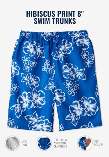 KingSize Men's Big & Tall Hibiscus Print 8" Swim Trunks2