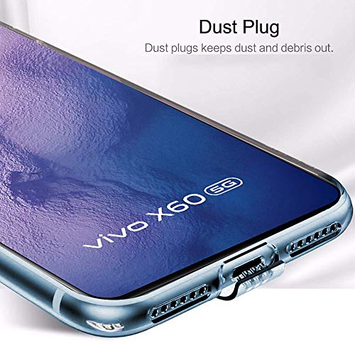 Image of TheGiftKart Back Cover Soft Silicone Case for Vivo X60 5G | Complete Camera Protection | Inbuilt Dust Plugs | Anti-Slip Grip | Slim Profile | Transparent