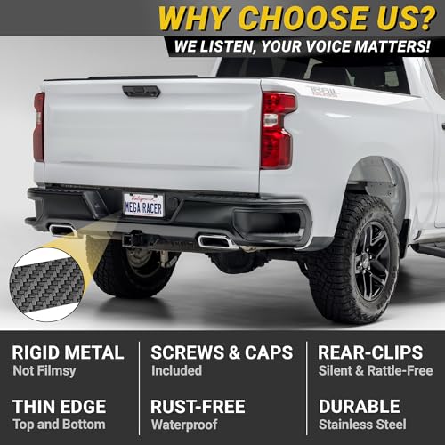 Image of Premium Slim Carbon Fiber Design License Plate Frames - 2 Pack, Rust-Free Stainless Steel & Rattle-Free, Street Legal, Universal with Screw Caps, Thin Metal Front & Rear Car Tag Holders for Men