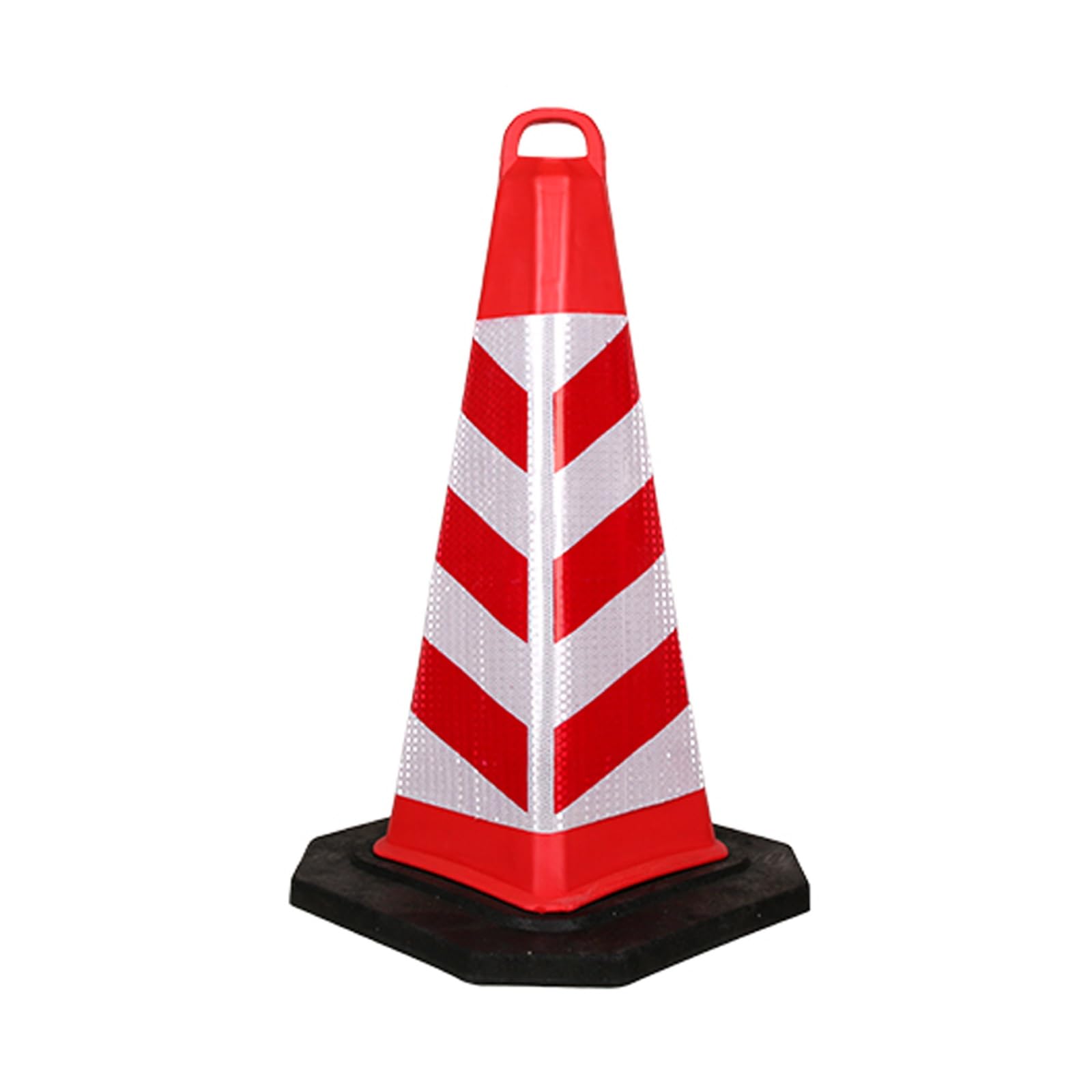 Cônes de sécurité réfléchissants durables, borne de signalisation en caoutchouc avec poignée, barrière de stationnement et de chantier polyvalente, cône de sécurité routière (rouge, 1 pièce)