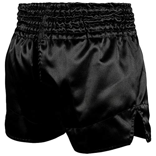 Vista trasera de los pantalones cortos de boxeo Venum en color negro, con diseño ligero y flexible.