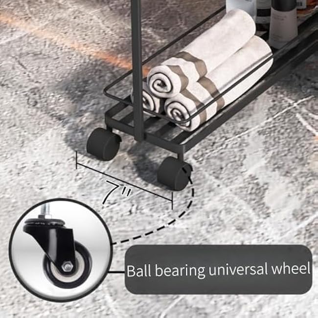 Narrow 3-Tier Rolling Storage Cart - Metal Utility Rack with Wheels, Space-Saving Organizer for Toiletries, Towels & Essentials - Versatile White Shelving Solution-SSxutMJ5