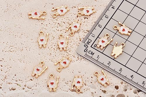 Image of Pack of 80 Poker Red Enamel Charms Gold Plated Colored Pendants Hawaii Style Accessories for Necklace Bracelet Jewelry Making DIY Crafting