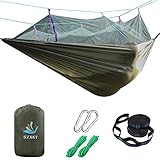 SZXKT Mosquito Net Outdoor Hammock Travel Bed Lightweight Parachute Fabric Double Hammock For Indoor, Camping, Hiking, Backpacking (army green)