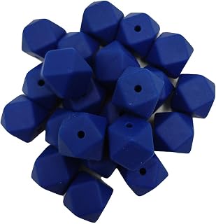 50pcs Sapphire Color 14mm Silicone Hexagon Pearl Beads Silicone Geometry Spacer Beads for DIY Beading Mom Jewelry Necklace Making