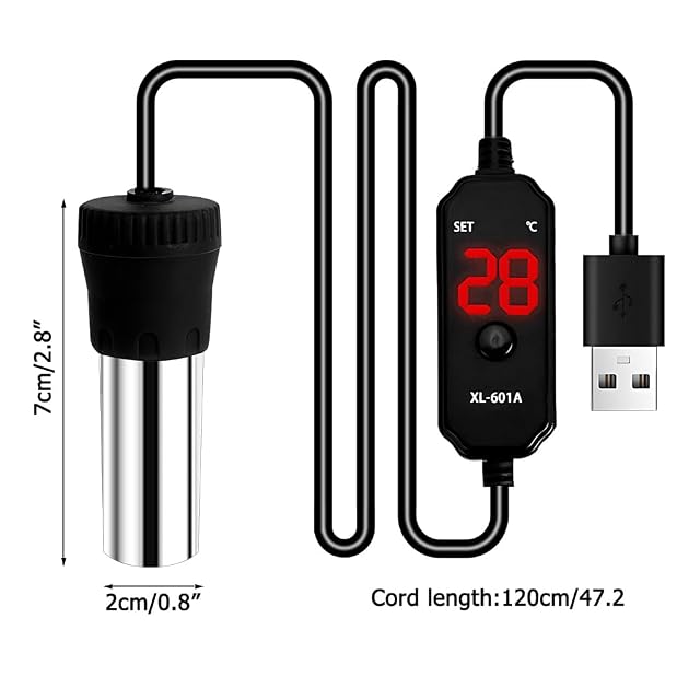 Foto 4 de 7 de DONGKER Calentador de agua sumergible para acuario, 17 ℃ -34 ℃ Calentador de cristal sumergible