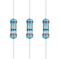 Vista 69 de 100 resistencias de 1 ohm 1/2 W (0.5 vatios) ±1% tolerancia de película metálica, resistencia fija de múltiples valores de resistencia opcional