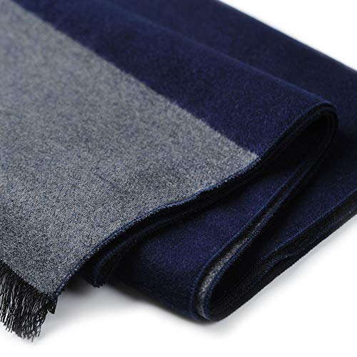 Cuddle Dreams Men's Silk Scarves For Winter, 100% Mulberry Silk Brushed, Luxuriously Soft & Warm (Solid Navy Gray) #TOP7