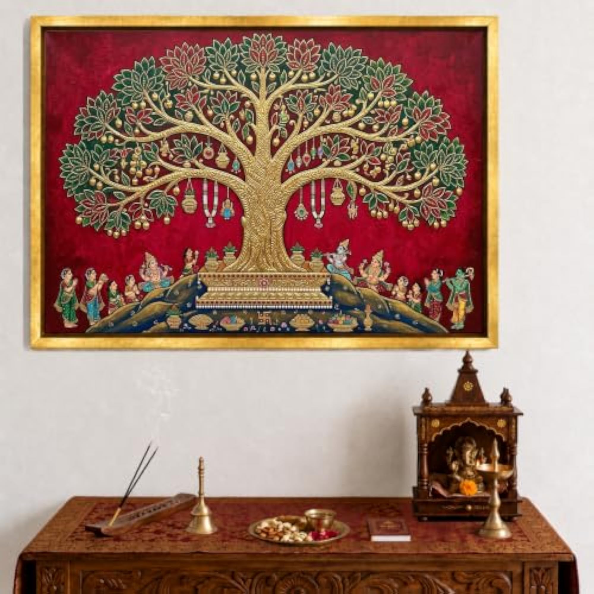 Kalpavriksha Tree Wall Art Painting Framed Canvas